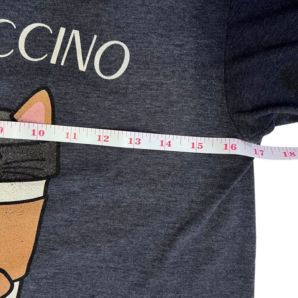 Catpuccino Short Sleeve Womens T-Shirt Size Small Blue Cat Coffee - Picture 8 of 11